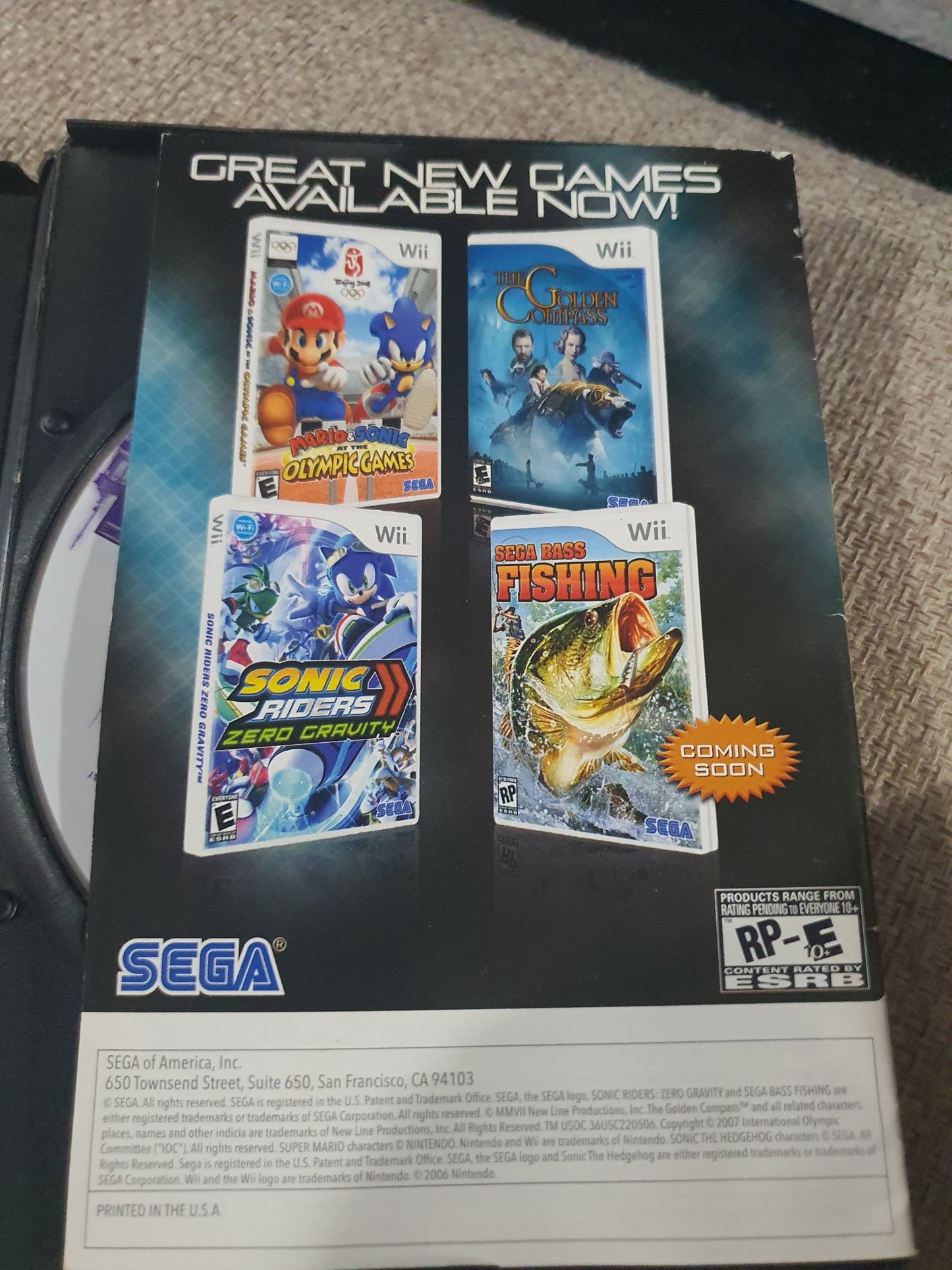 Nights: Journey of Dreams (Nintendo Wii, 2007) Tested Works Disc Manual Sega