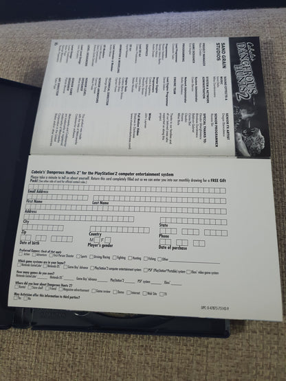 Cabela's Dangerous Hunts 2 (PlayStation 2, 2005) Complete Registration Card NM