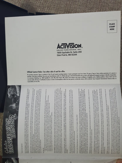 Cabela's Dangerous Hunts 2 (PlayStation 2, 2005) Complete Registration Card NM