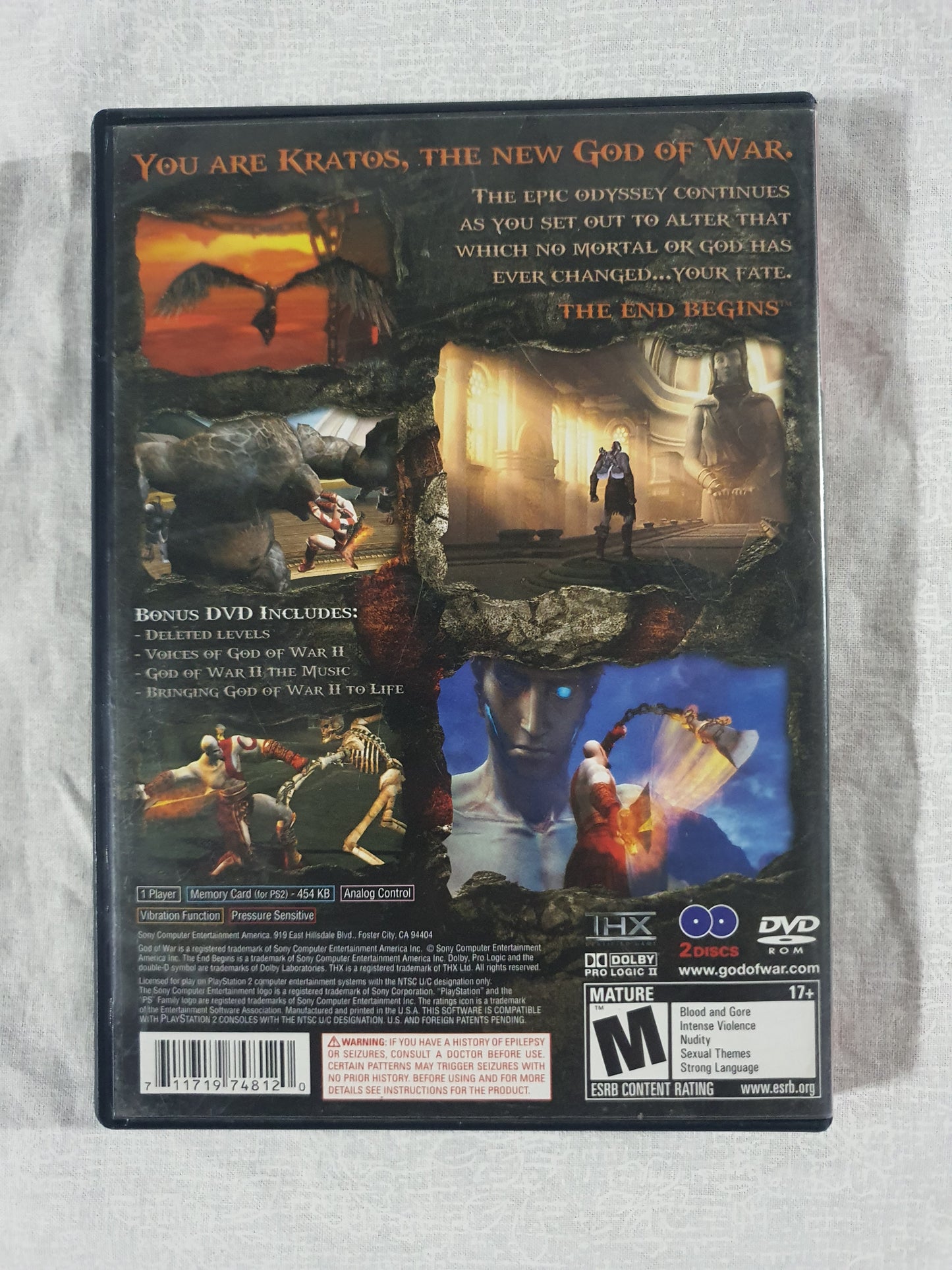 God of War II (PlayStation 2, 2007) Replacement Case Manuel Registration Card