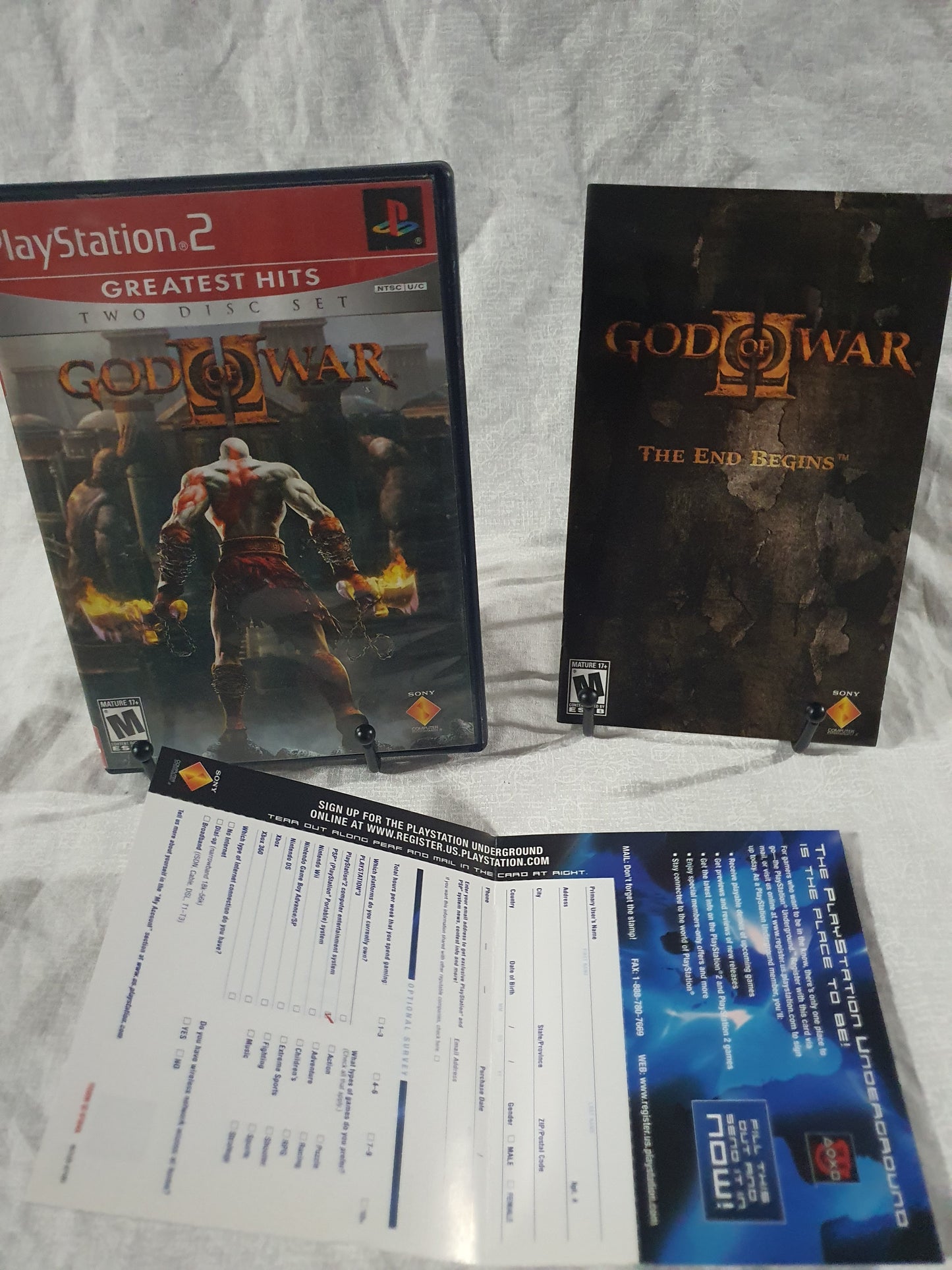 God of War II (PlayStation 2, 2007) Replacement Case Manuel Registration Card