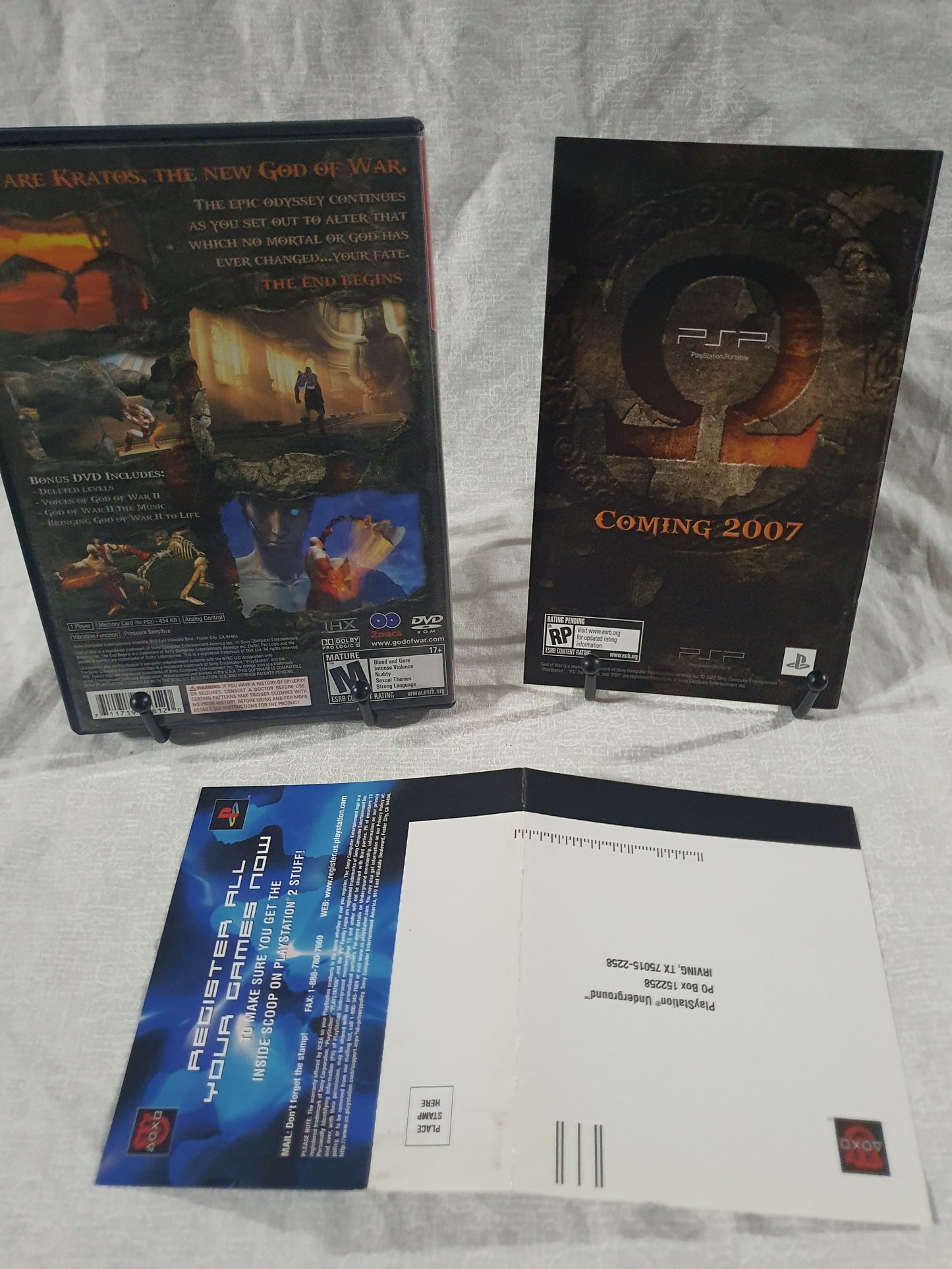 God of War II (PlayStation 2, 2007) Replacement Case Manuel Registration Card