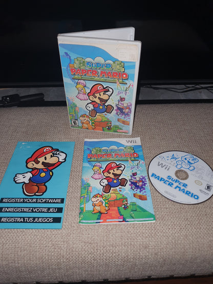 Super Paper Mario (Wii, 2007) Complete Manual Inserts Tested Game Disc Very Good