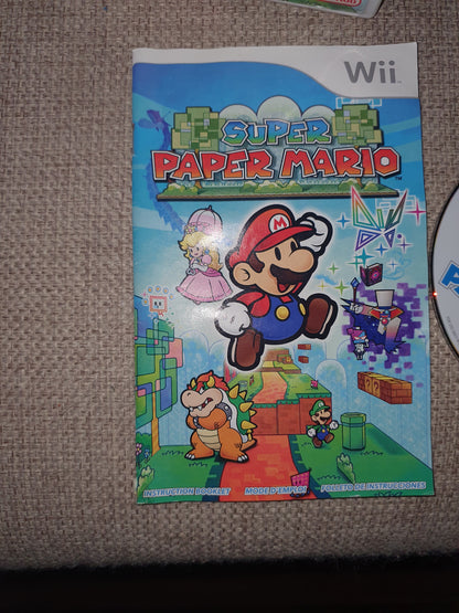 Super Paper Mario (Wii, 2007) Complete Manual Inserts Tested Game Disc Very Good