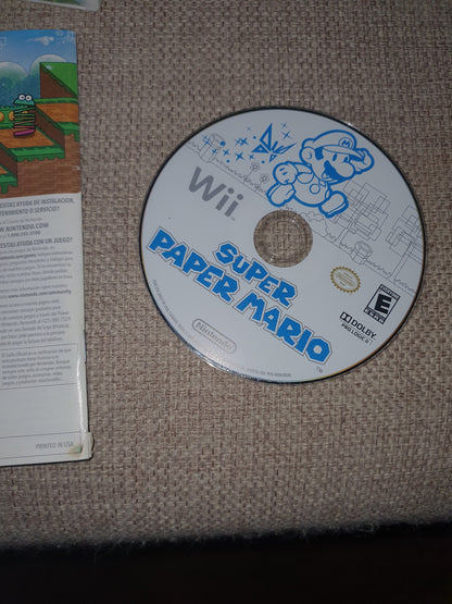 Super Paper Mario (Wii, 2007) Complete Manual Inserts Tested Game Disc Very Good