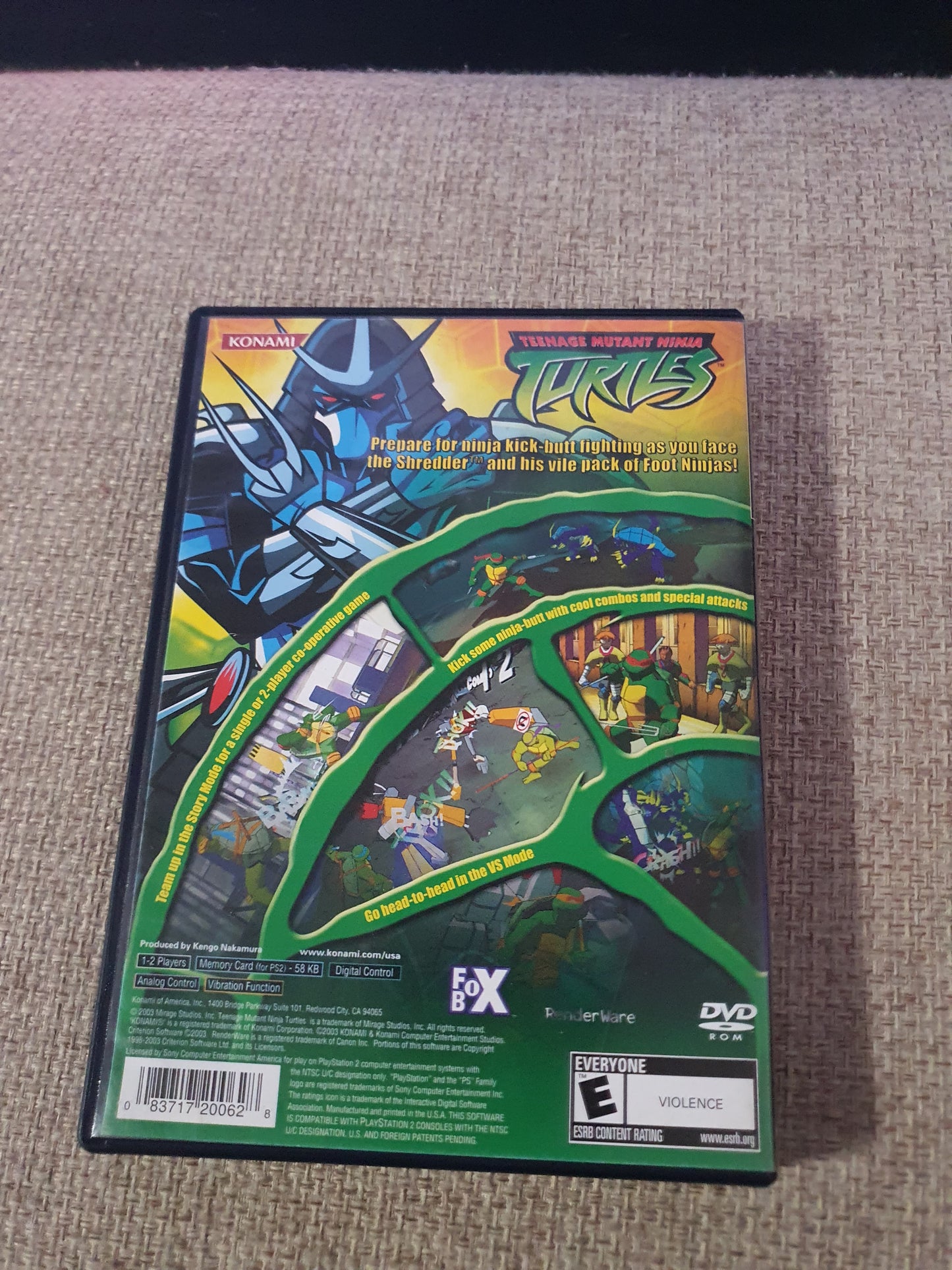 Teenage Mutant Ninja Turtles (Sony PlayStation 2, 2003) Konami Disc Near Mint