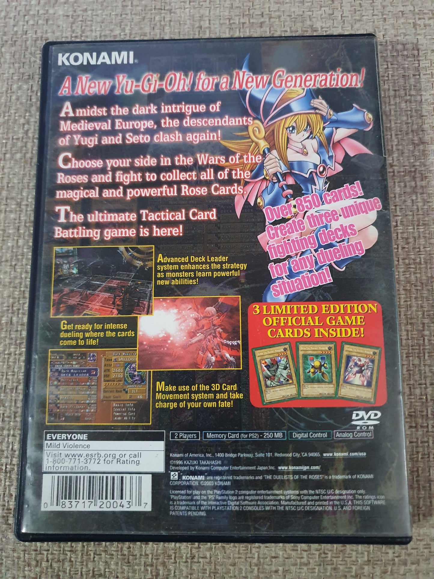 Yu-Gi-Oh Duelists of the Roses (Sony PlayStation 2 PS2, 2003) Disc Near Mint NM