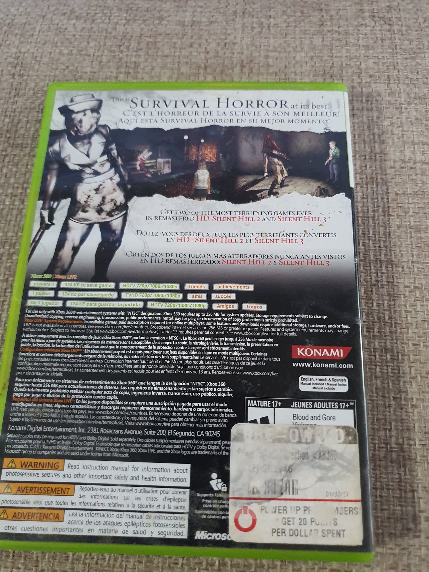 Silent Hill HD Collection Xbox 360 One Series X Game Manual Complete CIB 30133