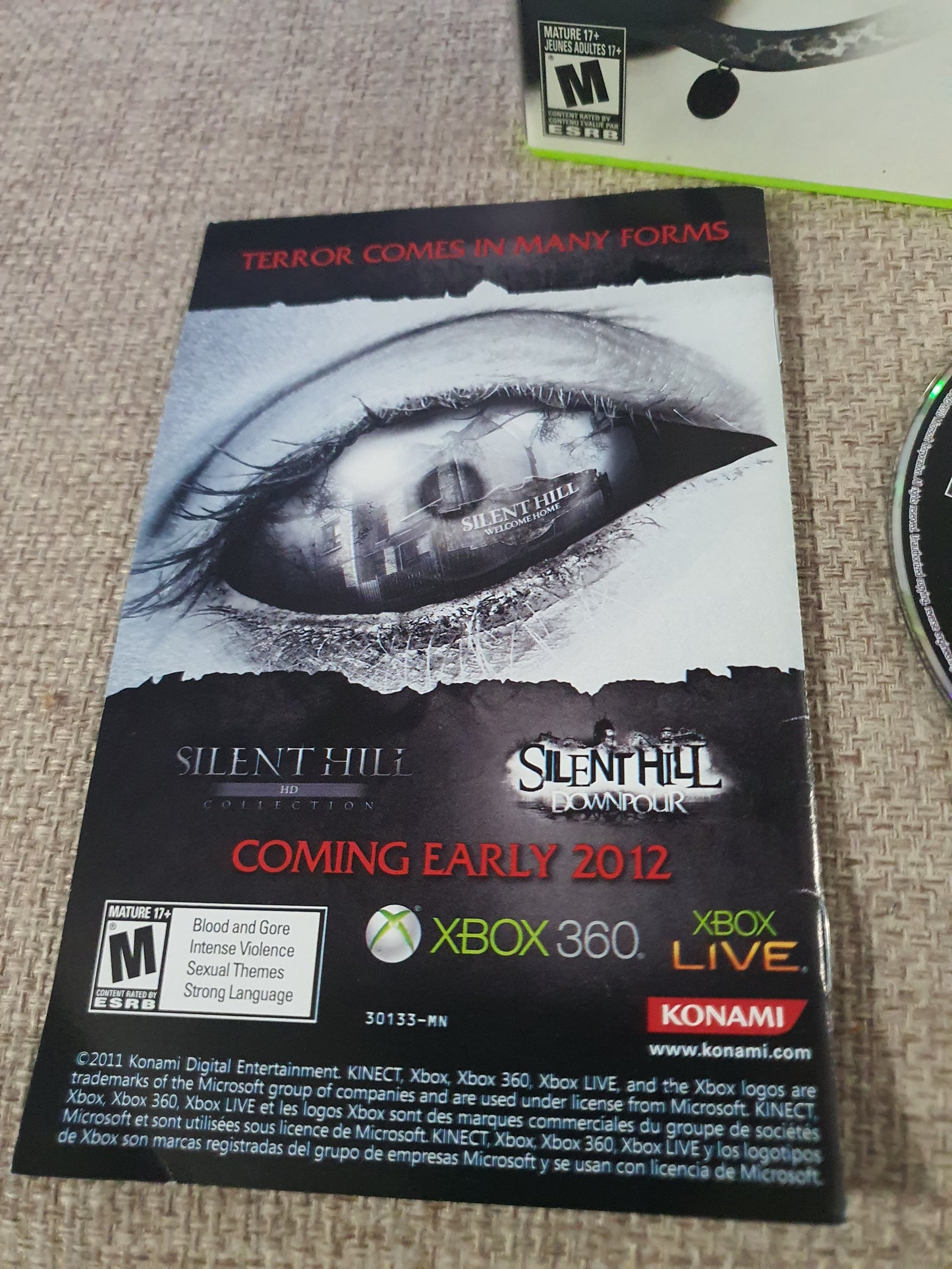 Silent Hill HD Collection Xbox 360 One Series X Game Manual Complete CIB 30133