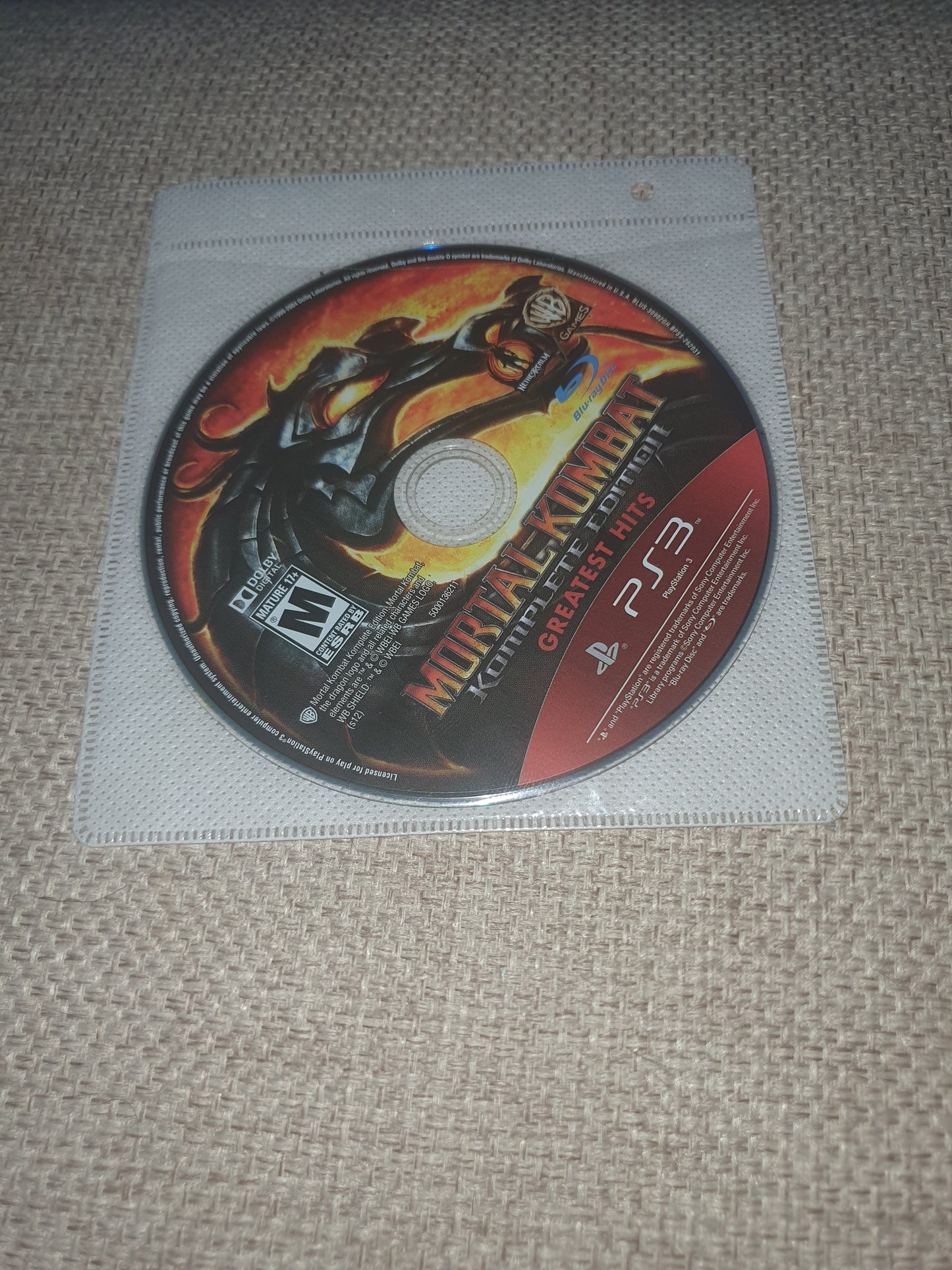 Mortal Kombat -- Komplete Edition (Sony PlayStation 3, 2012) Disc & Sleeve Good