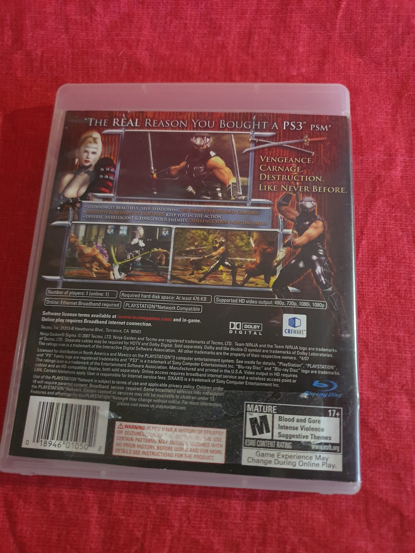 Ninja Gaiden Sigma (Sony PlayStation 3, 2007) Disc Very Good Tested