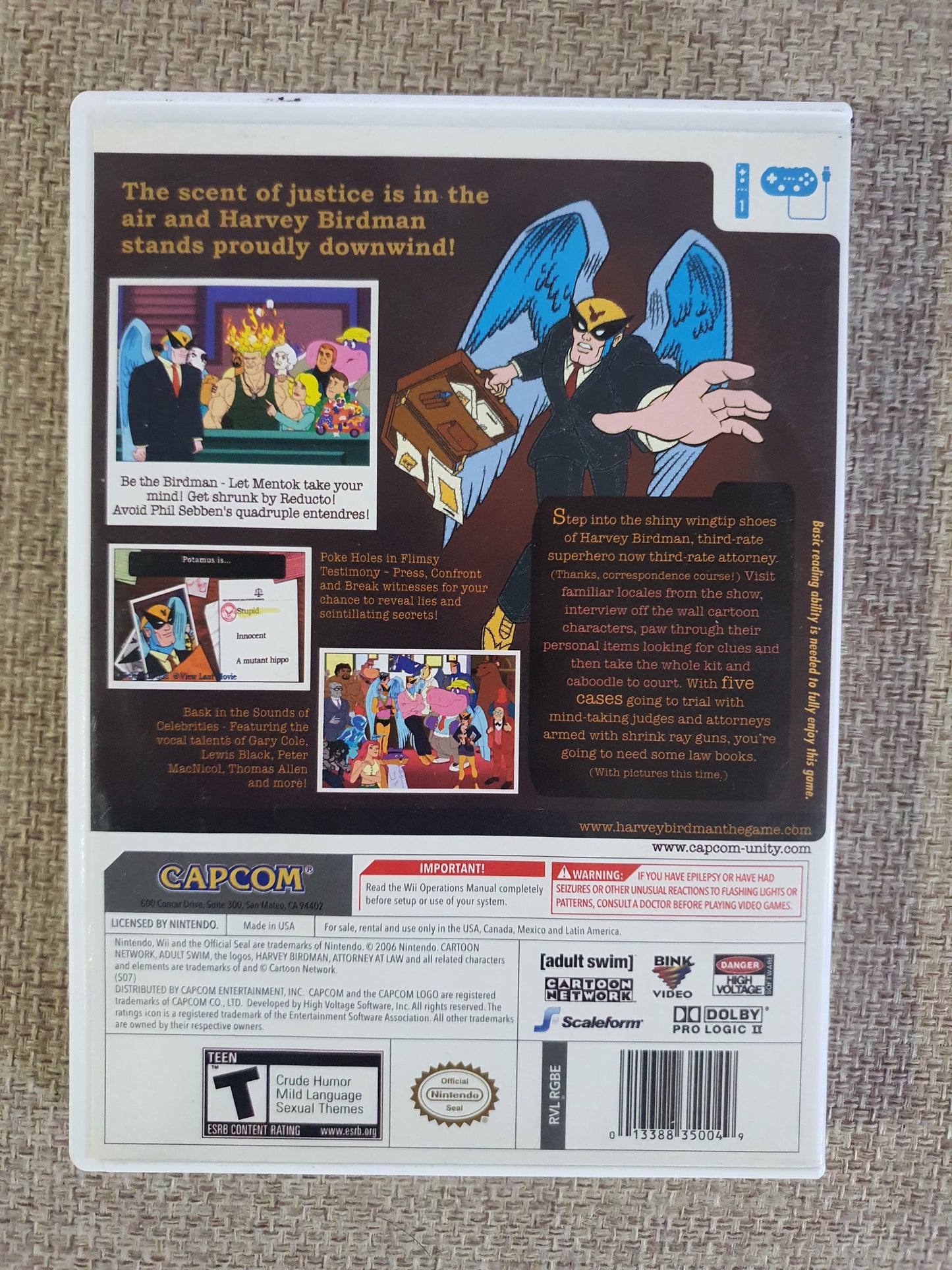 Harvey Birdman Attorney At Law Nintendo Wii Game CIB Cleaned Tested Complete NM