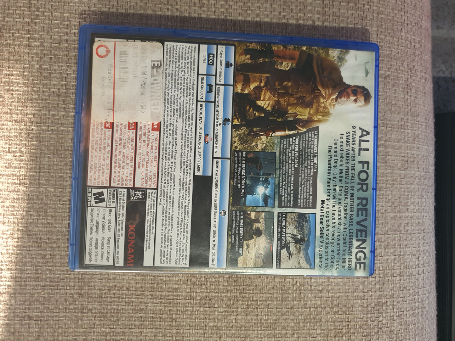 Metal Gear Solid V: The Phantom Pain (Sony PlayStation 4, 2015) Disc Very Good