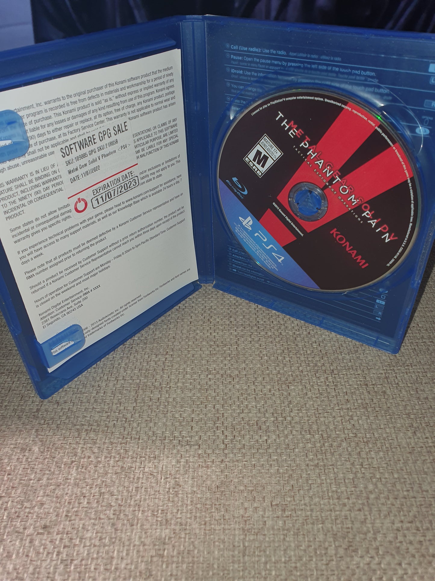 Metal Gear Solid V: The Phantom Pain (Sony PlayStation 4, 2015) Disc Very Good