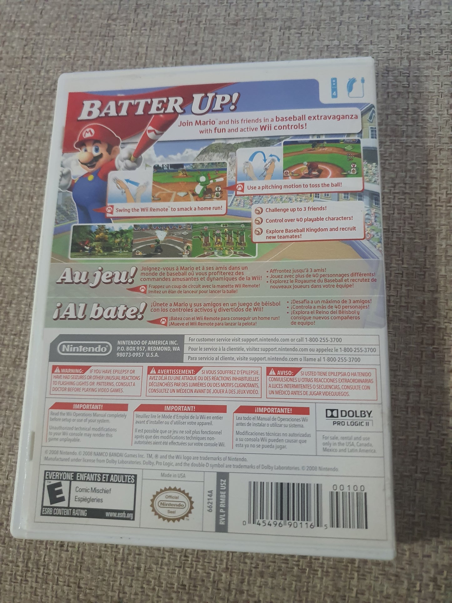 Mario Super Sluggers (Nintendo Wii,2008) Disc Fair Tested