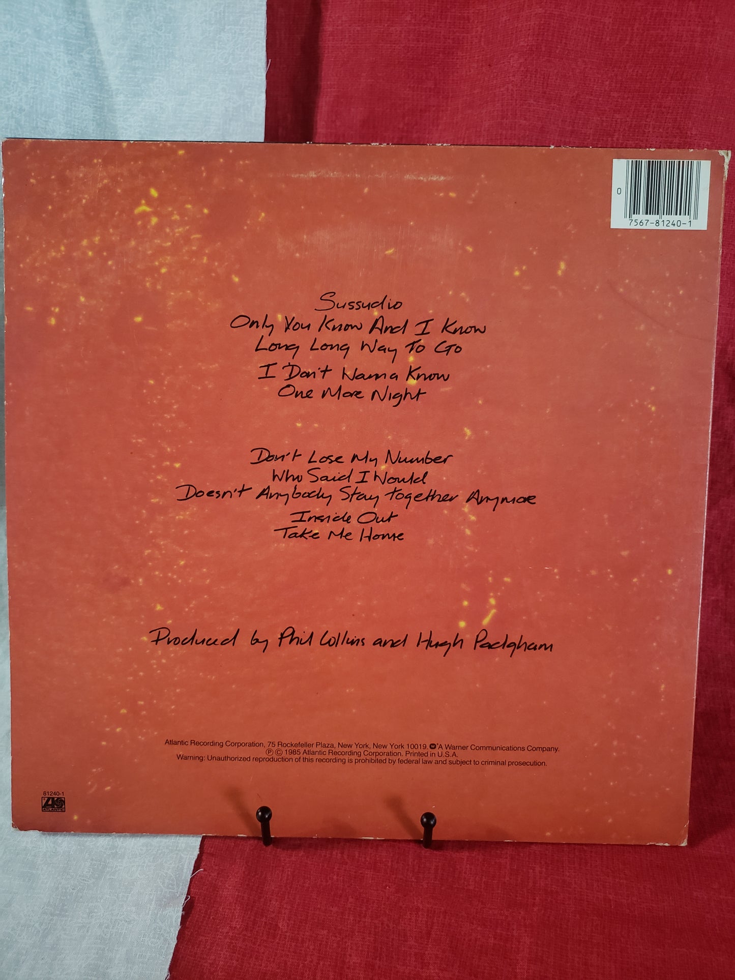 Phil Collins No Jacket Required Vinyl LP W/Insert VG/VG