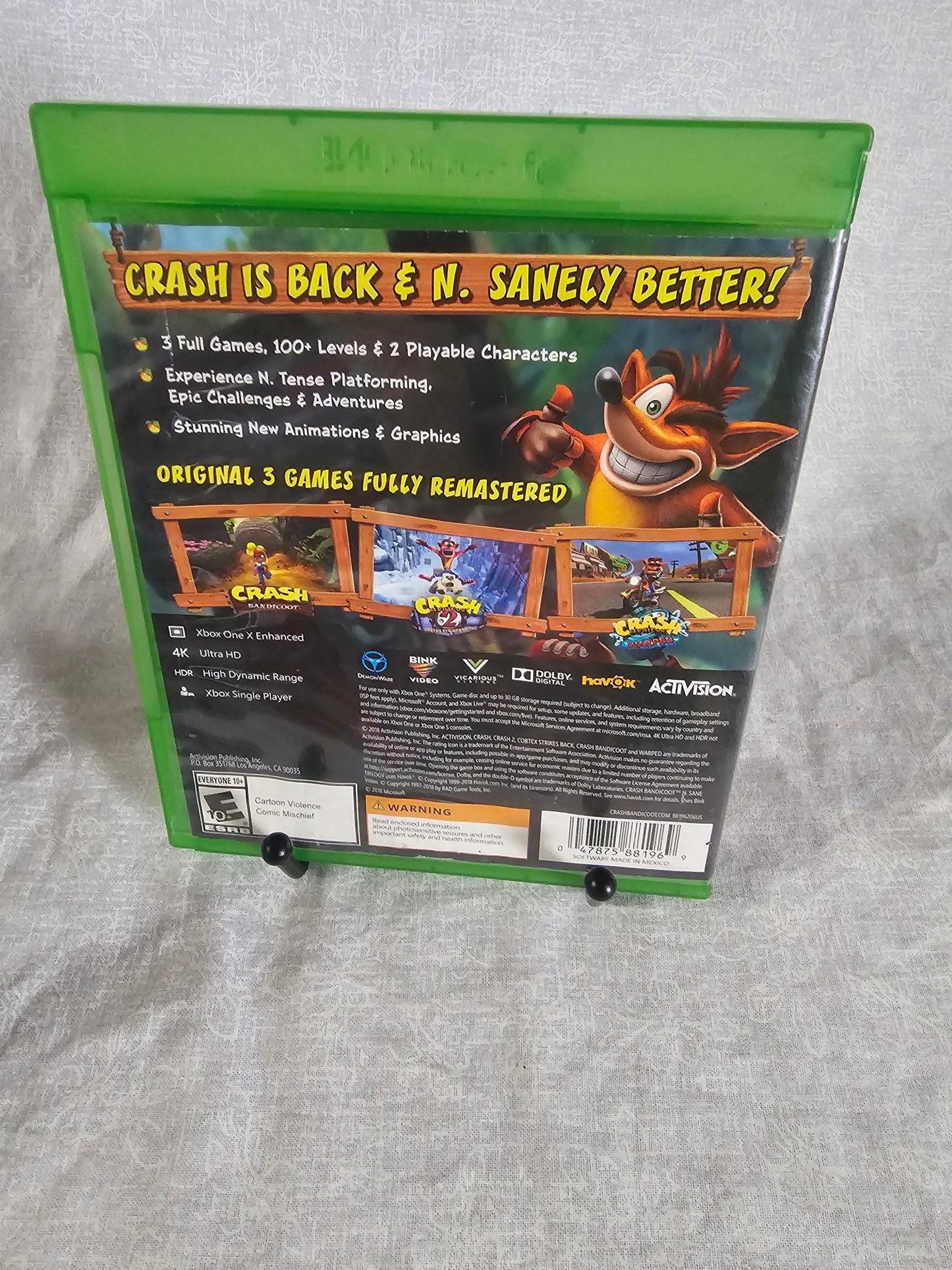 Crash Bandicoot N' Sane Trilogy (Microsoft Xbox One, 2018) Complete CIB NM