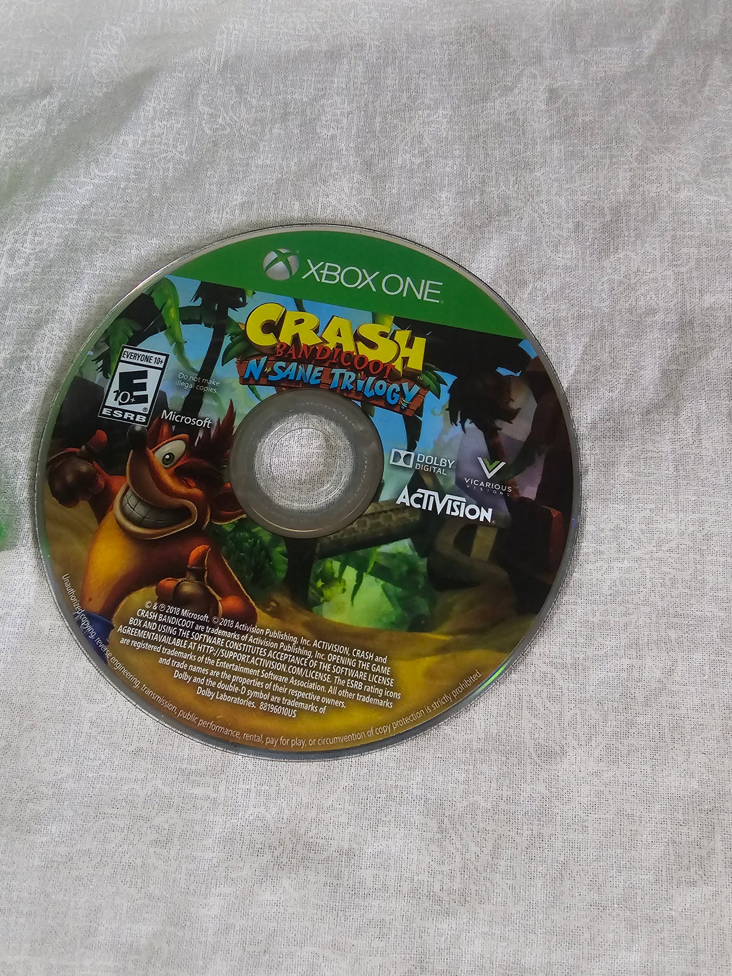 Crash Bandicoot N' Sane Trilogy (Microsoft Xbox One, 2018) Complete CIB NM