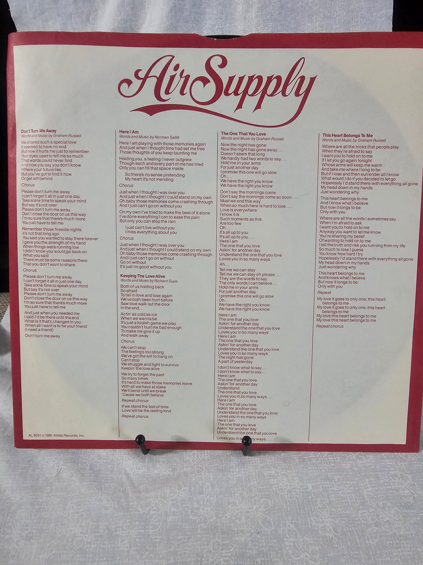 Air Supply The One That You Love 1981 Arista Records 12" Vinyl Album EX/EX LP