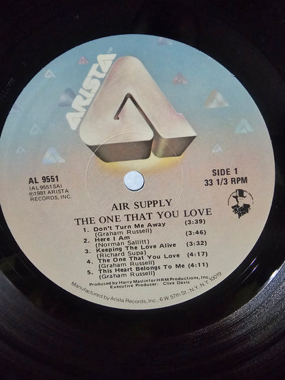 Air Supply The One That You Love 1981 Arista Records 12" Vinyl Album EX/EX LP