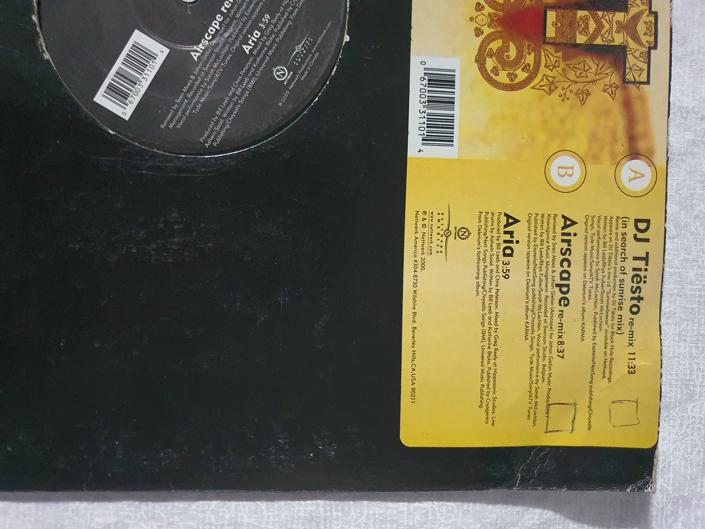 DELERIUM FT. SARAH MCLACHLAN: silence NETTWERK 12" Single 33 RPM VG+/VG+ Aria 067003311014