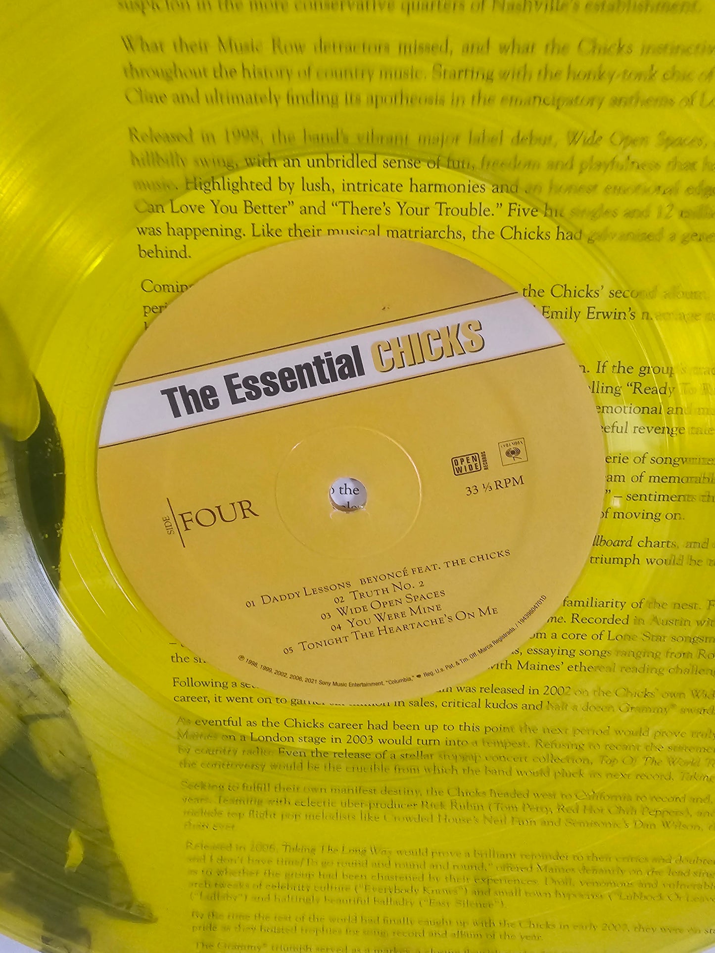 The Chicks Vinyl The Essential Chicks Record Yellow LP 2021 EX/EX 19439804701
