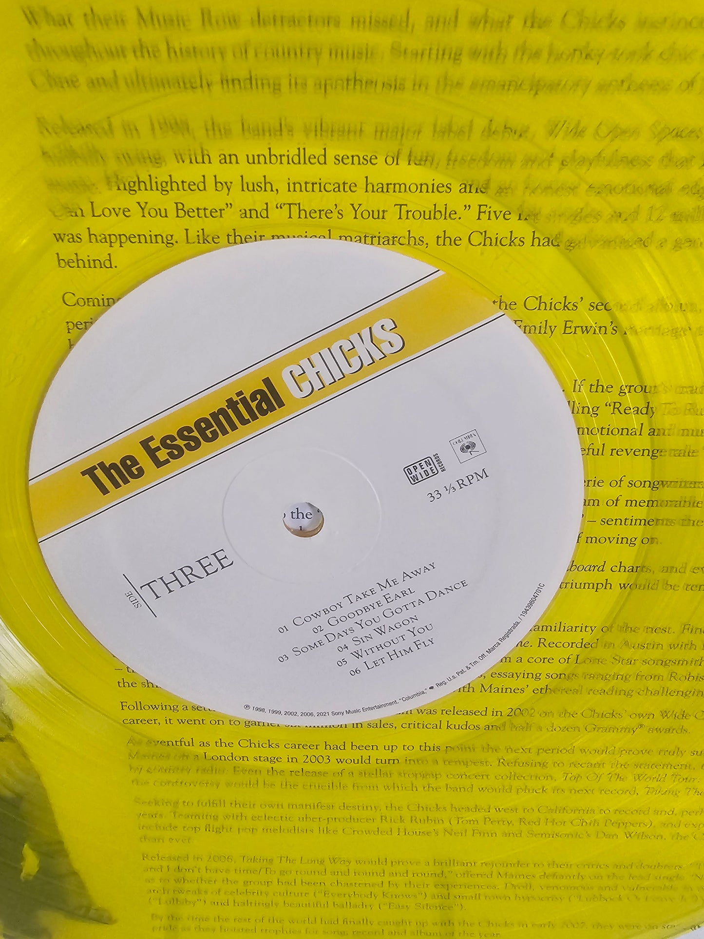 The Chicks Vinyl The Essential Chicks Record Yellow LP 2021 EX/EX 19439804701
