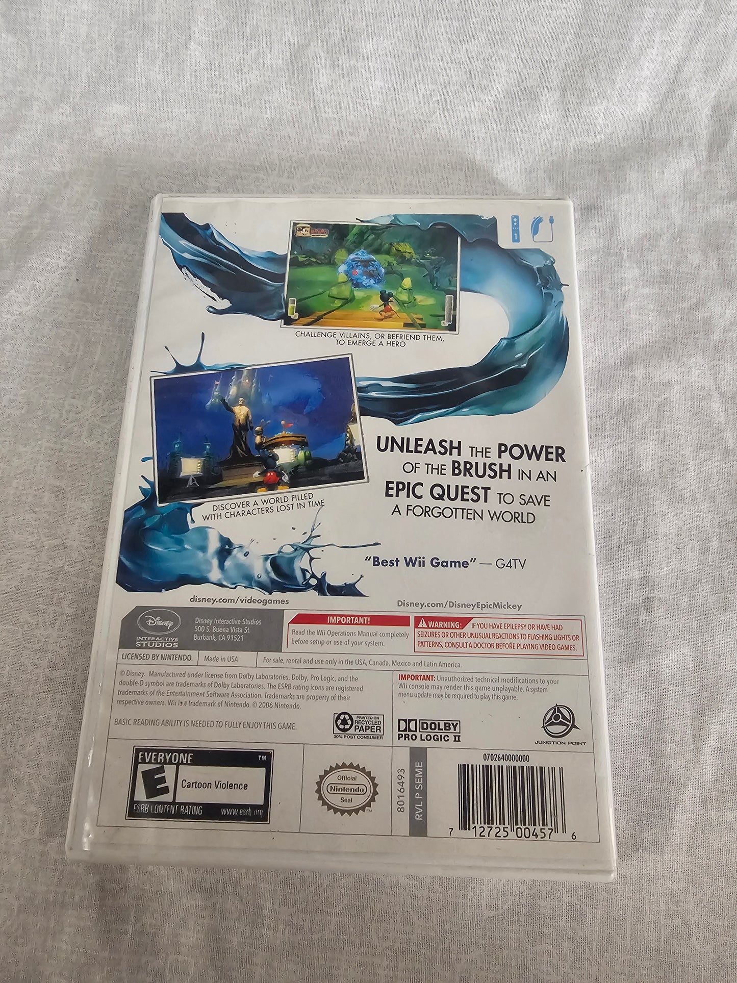 Disney Epic Mickey (Nintendo Wii, 2010) Complete CIB RVL-SEME-USA-B0 Manuel