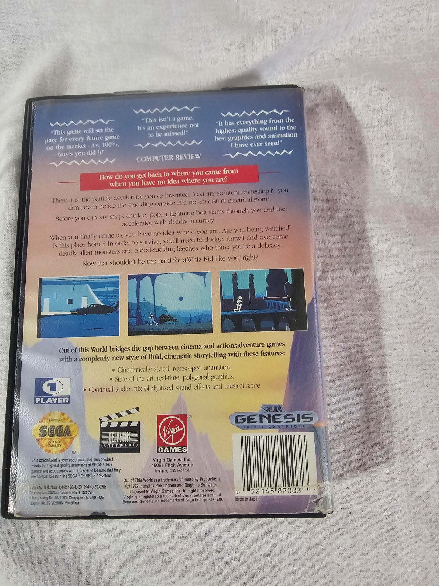 Out of This World (Sega Genesis, 1994) Cartridge T-70106