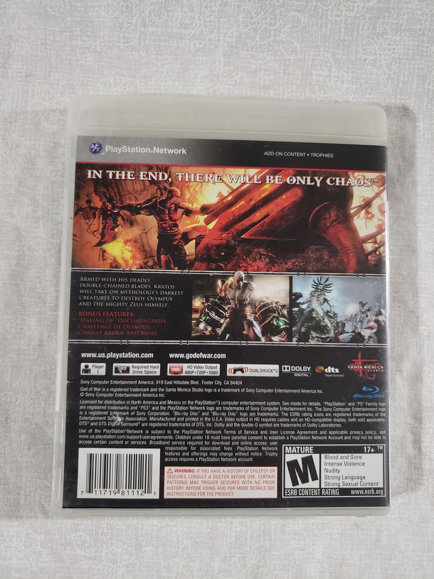 God of War III 3 PS3 (Sony PlayStation 3, 2010) CIB Complete