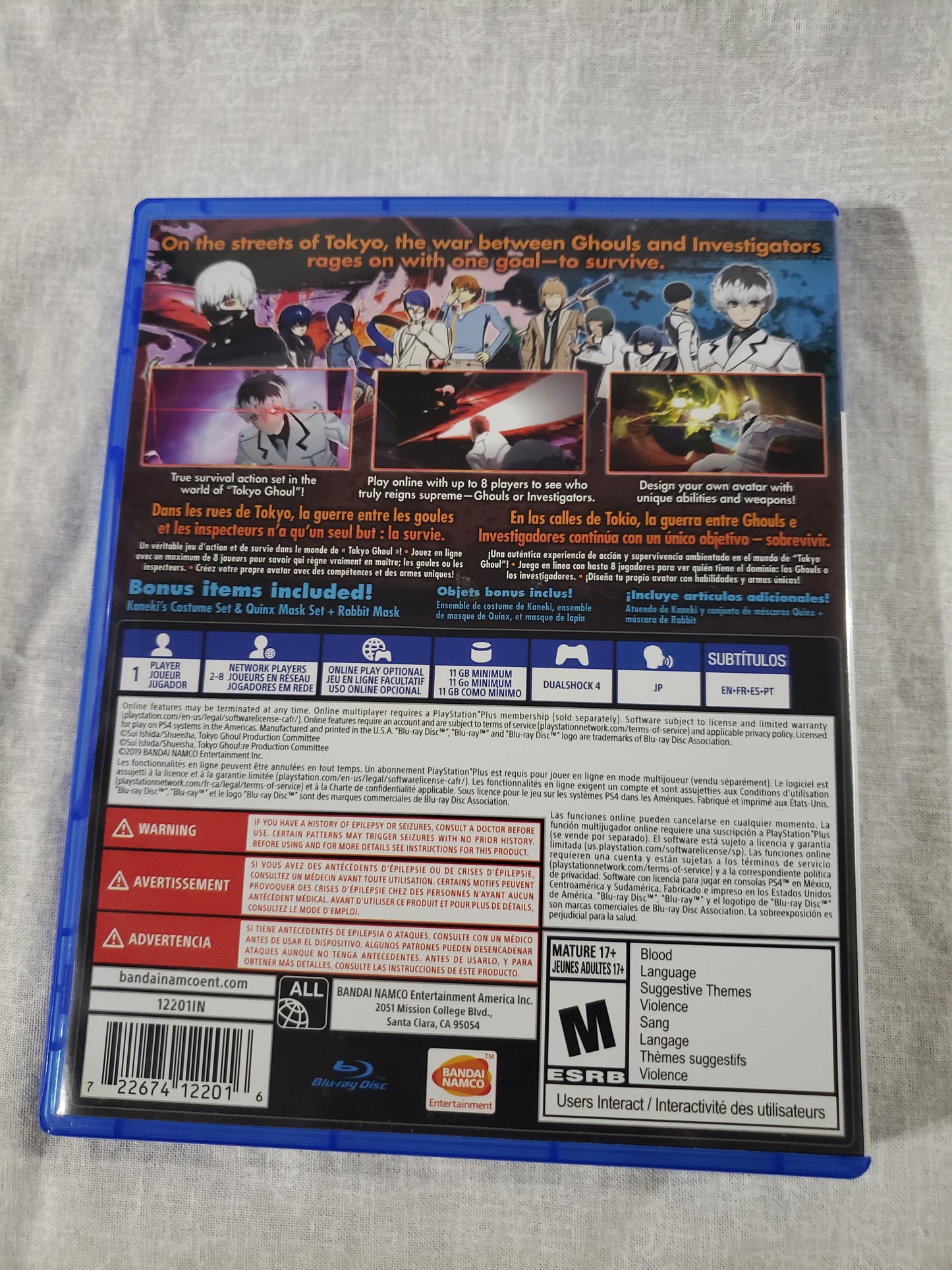 Tokyo Ghoul: Re Call to Exist (PlayStation 4, 2019) Complete Near Mint 2103928