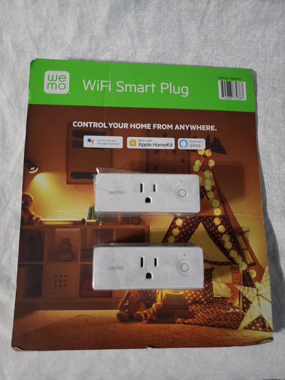 Wemo WiFi Smart Plug 2 Pack White 1068540 Apple HomeKit Alexa Google Assistant