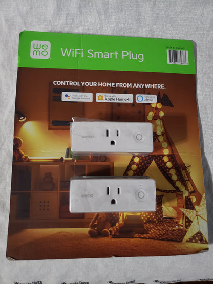 Wemo WiFi Smart Plug 2 Pack White 1068540 Apple HomeKit Alexa Google Assistant