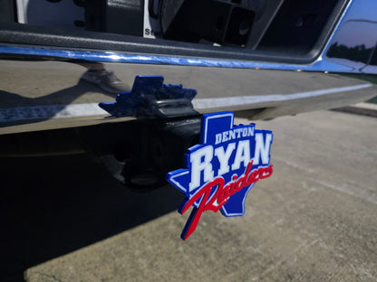 Denton Ryan Raiders Trailer Hitch Cover Cap Plug – Fits 2" Receiver Truck SUV – Red Black Raider Nation Football Gift