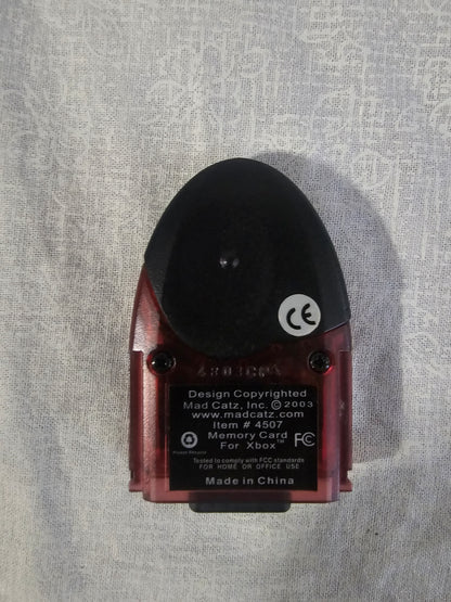 Original Microsoft XBOX Mad Catz Memory Card Unit 8MB Clear /Red Item # 4507