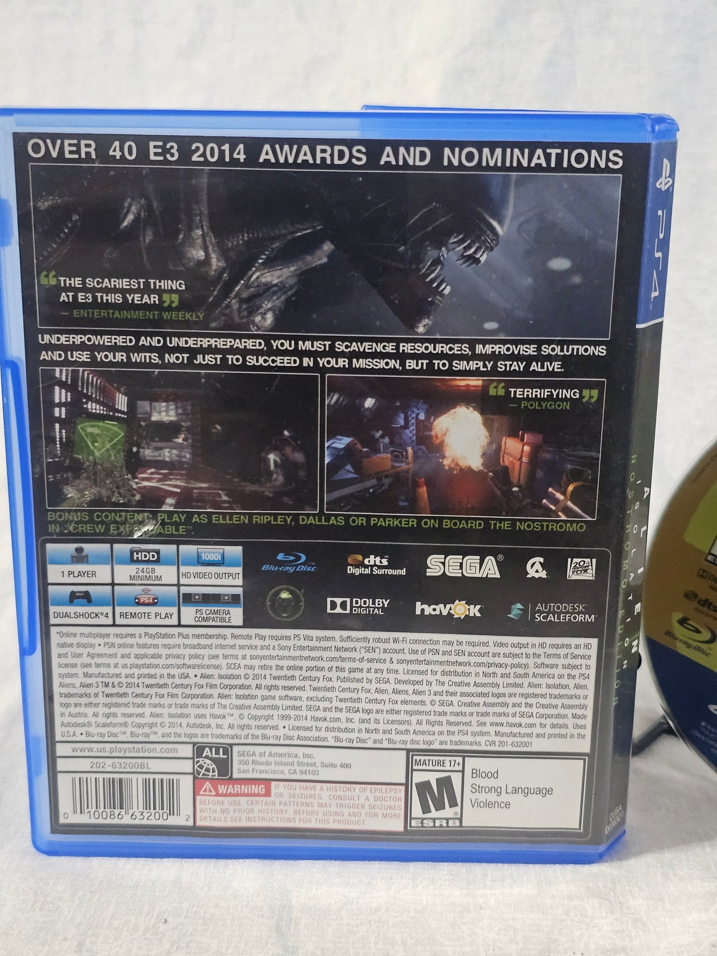 Alien: Isolation (Sony PlayStation 4, 2014) Near Mint Complete Region Free CIB