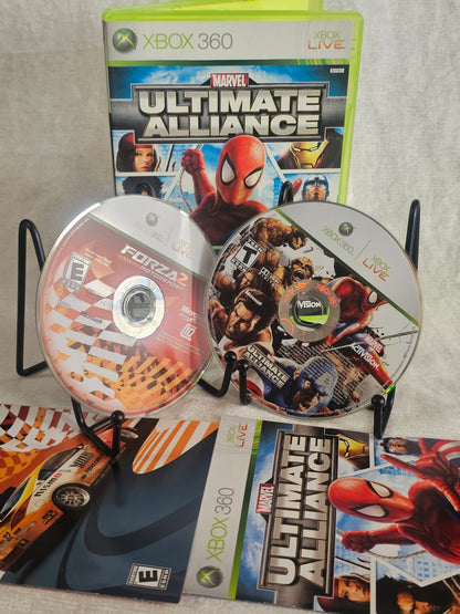 Marvel Ultimate Alliance & Forza 2 (Xbox 360) 2 Disc Set Complete Booklets CIB