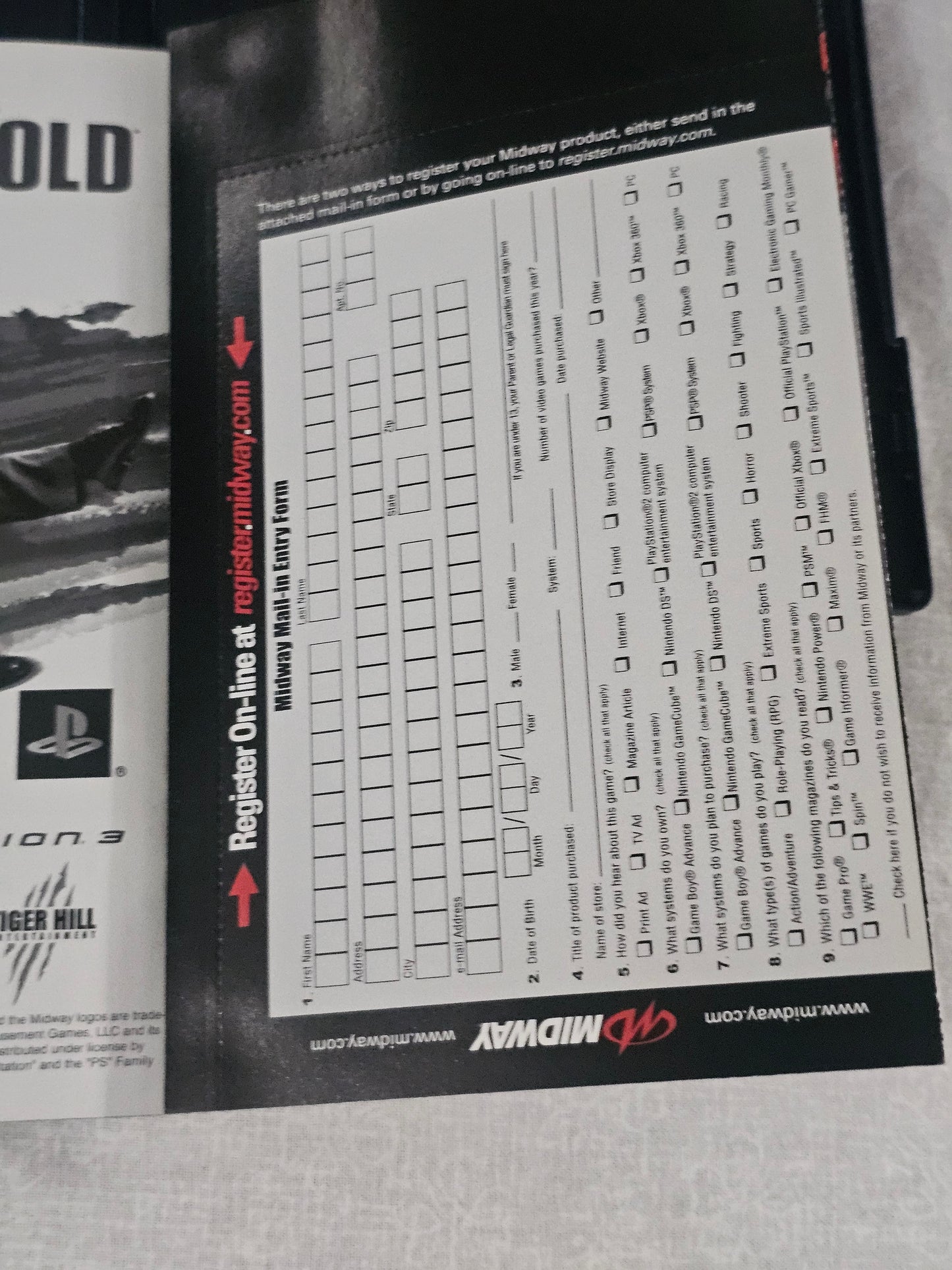 Mortal Kombat: Armageddon (Sony PlayStation 2, 2006) Complete Registration Card