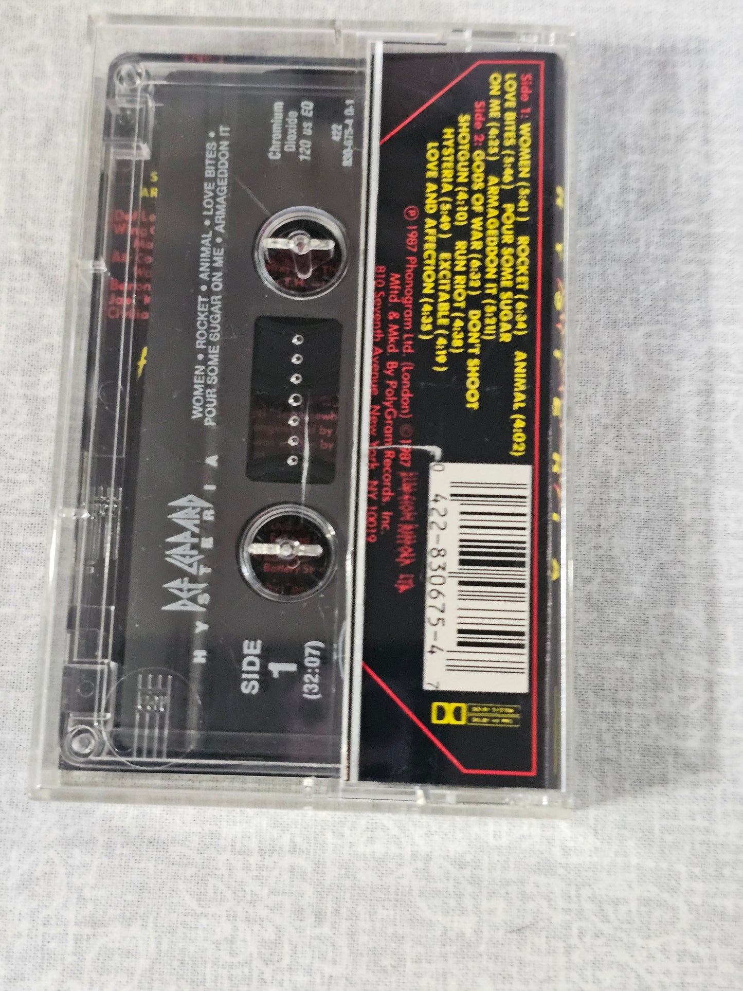 Def Leppard Hysteria Cassette Tape 1987 Chrome CrO2 Hair Metal Glam Metal EX