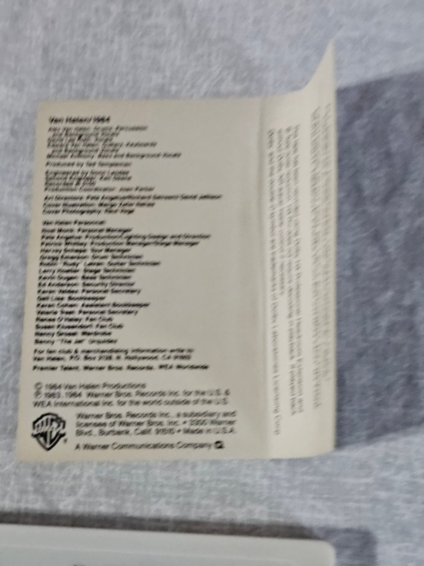 Vintage VAN HALEN 1984 Cassette Tape Classic Rock WB Record MCMLXXXIV