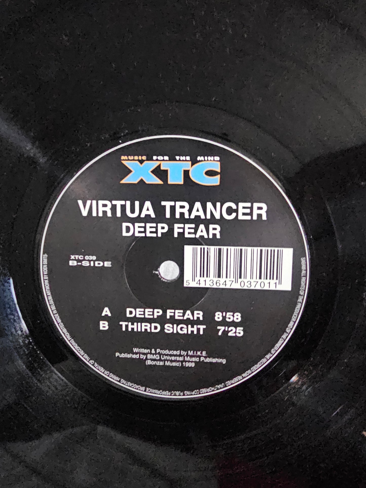 Virtual Trancer Deep Fear Vinyl Record EX Bonzai Music Belgian 1999 1st Press EX