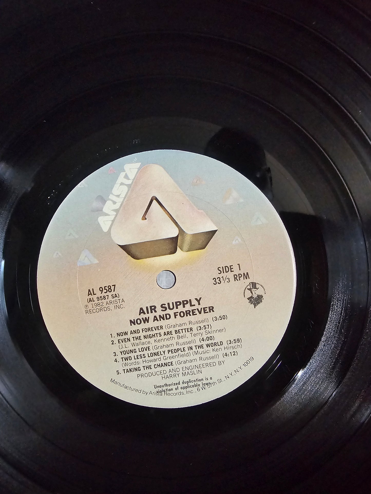 Air Supply Now And Forever Vinyl LP Arista AL 9587 Pop Rock Black 12" 33 EX/EX