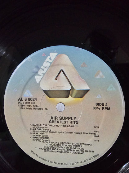AIR SUPPLY Greatest Hits - Original USA 1983 Vinyl LP w/ Inner: Arista AL8-8024