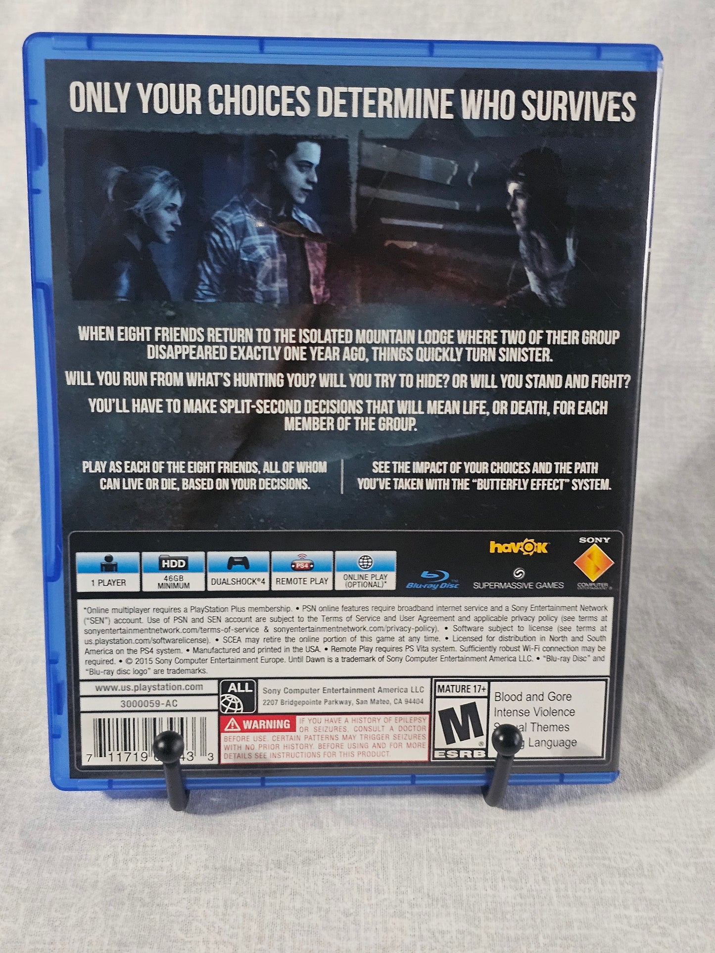 Until Dawn Sony PlayStation 4 Cib Complete Tested Working Horror Ps4