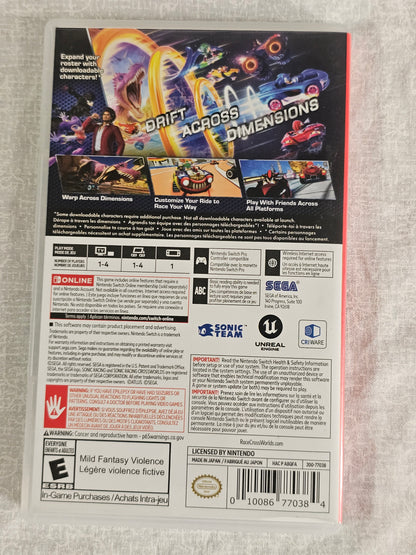 Sonic Racing: CrossWorlds (Nintendo Switch, 2025) Complete