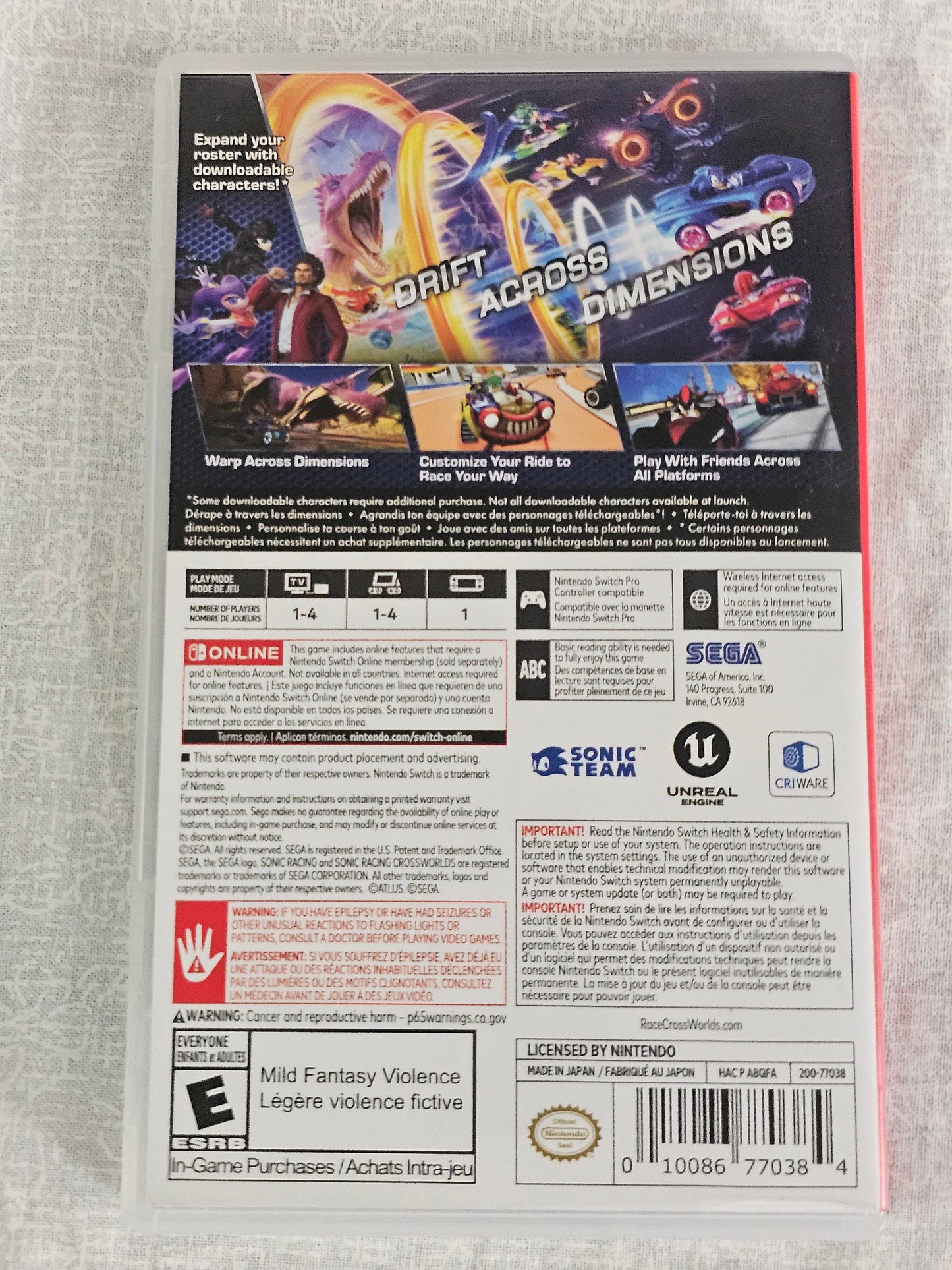 Sonic Racing: CrossWorlds (Nintendo Switch, 2025) Complete