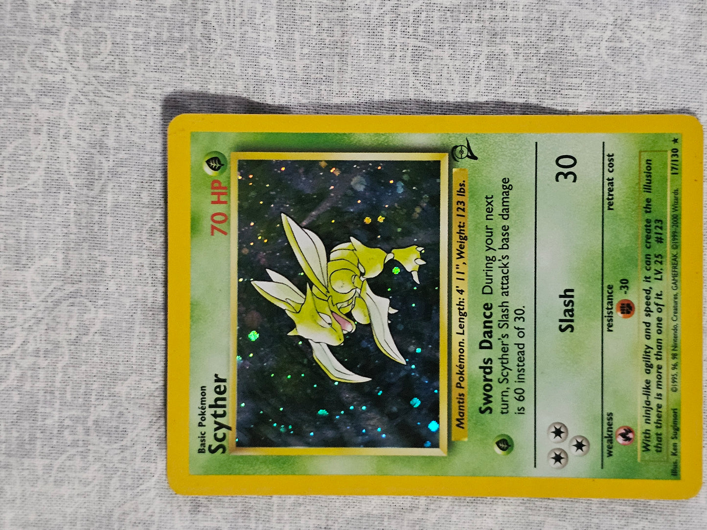 Pokemon Scyther 10/64 Jungle Holo Rare Unlimited English 1999 - Vintage Y2K TCG Holo | Jungle Set Scyther Card for Collectors