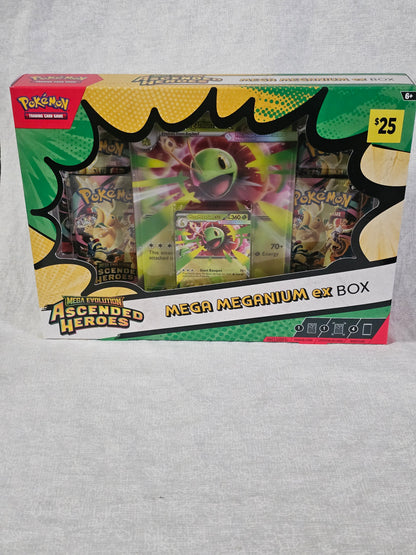 Pokemon TCG Ascended Heroes MEGA MEGANIUM ex Box Factory Sealed NEW - 4 Booster Packs | Pokemon Cards Collector Box
