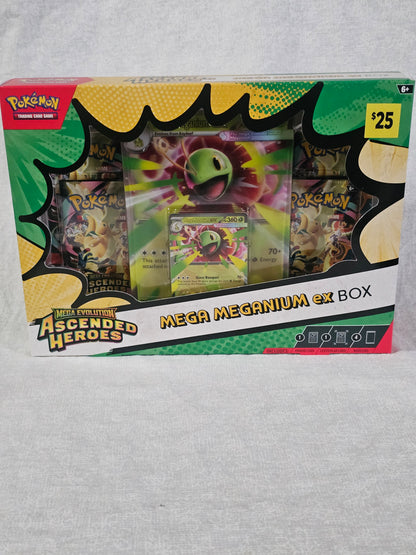 Pokemon TCG Ascended Heroes MEGA MEGANIUM ex Box Factory Sealed NEW - 4 Booster Packs | Pokemon Cards Collector Box