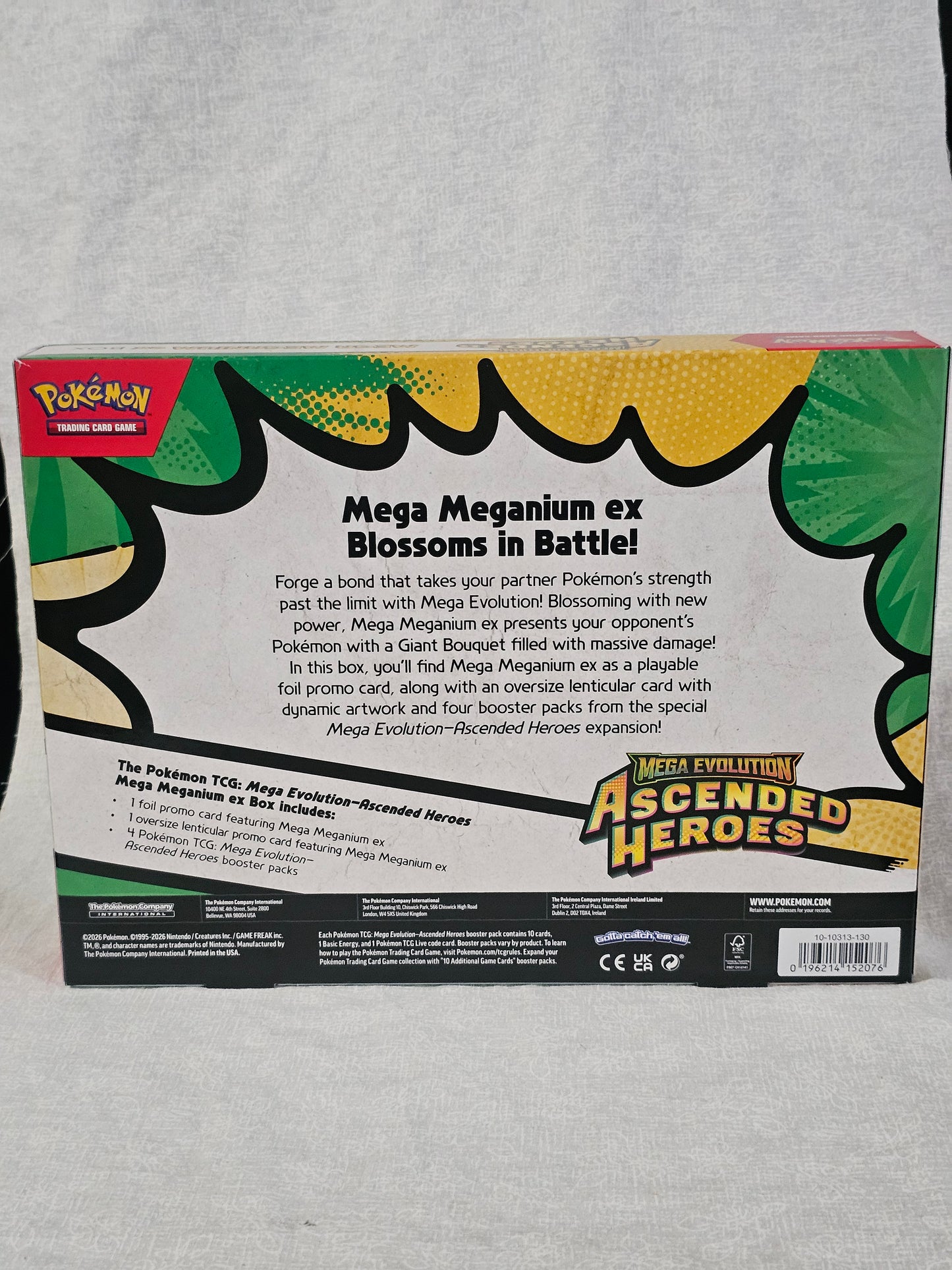 Pokemon TCG Ascended Heroes MEGA MEGANIUM ex Box Factory Sealed NEW - 4 Booster Packs | Pokemon Cards Collector Box